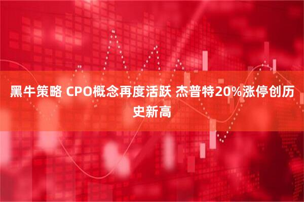 黑牛策略 CPO概念再度活跃 杰普特20%涨停创历史新高